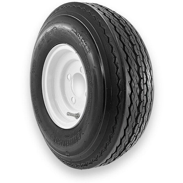 Rubbermaster 5.70-8 6 Ply Highway Rib Tire And 4 On 4 Stamped Wheel Assembly